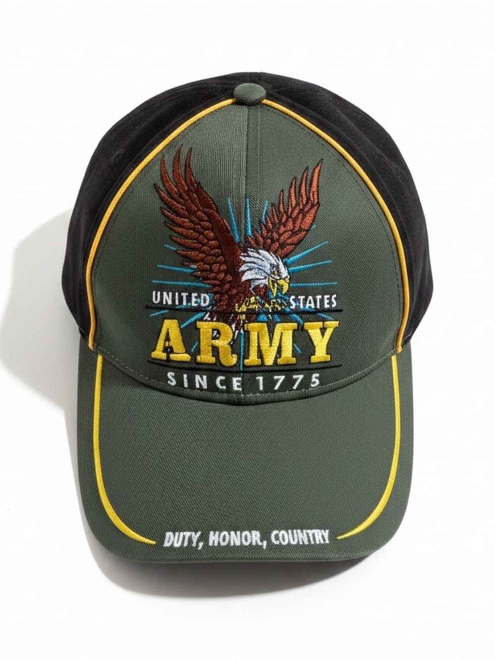 U.S. Army Eagle Embroidered Baseball Cap Hat Black Green Adjustable O/S